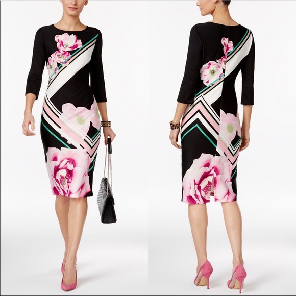 ECI Dresses & Skirts - ECI New York Stretch Floral Sheath Midi Dress
